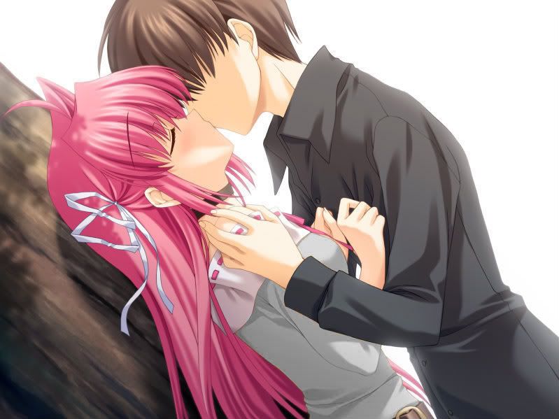 cute anime love kiss wallpaper