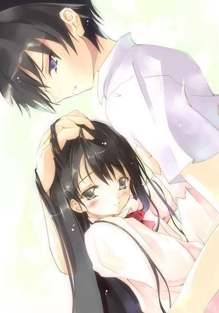 emo anime couples hugging