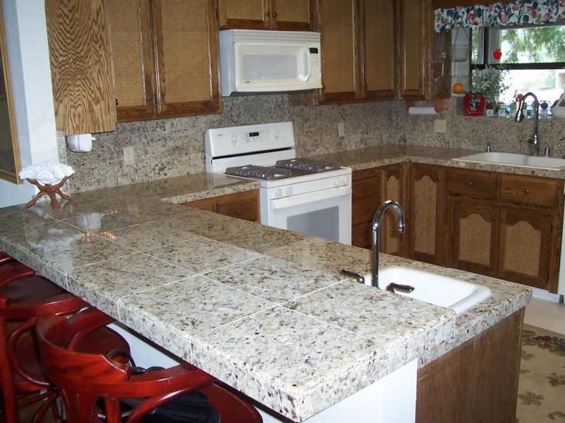 Granite tile kitchen countertop