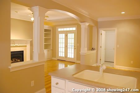 Living Room  Kitchen Design on With Columns To Open Up A Window Of Sorts Into The T Shaped Room