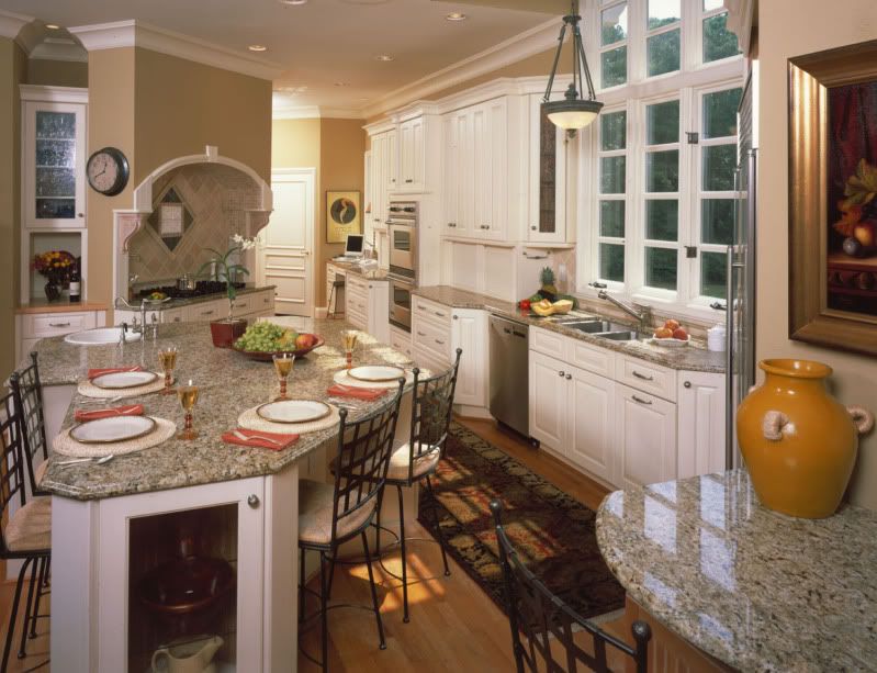 pictures of warm white cabinets with lighter granite   Kitchens