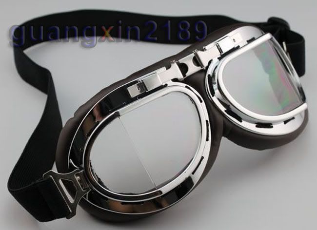 New-Jet-Pilot-Cruiser-Motorcycle-Scooter-ATV-Goggles-Eyewear-Clear-Lens