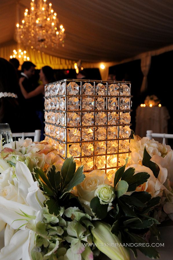 Loved these blingy candle centerpieces