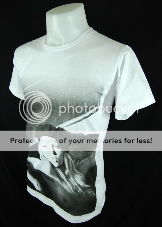 White Kate Moss in car Top Model Punk Rock T Shirt XL  